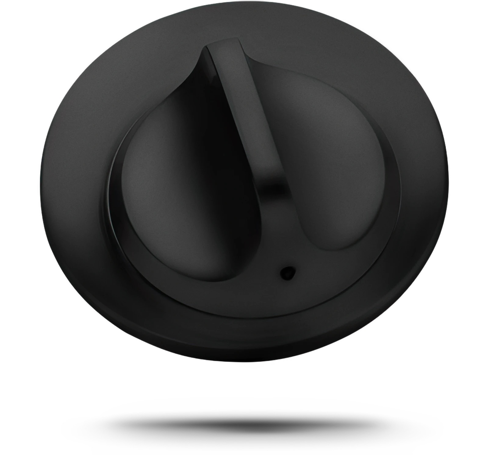 The Level Lock Pro's interior thumb-turn — a matte black oval knob with no visible screen, keypad, or indicator light